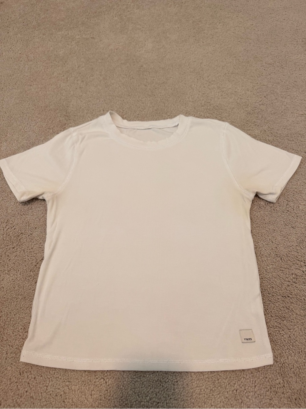 Vuori White Short Sleeve Ribbed Crew Tee